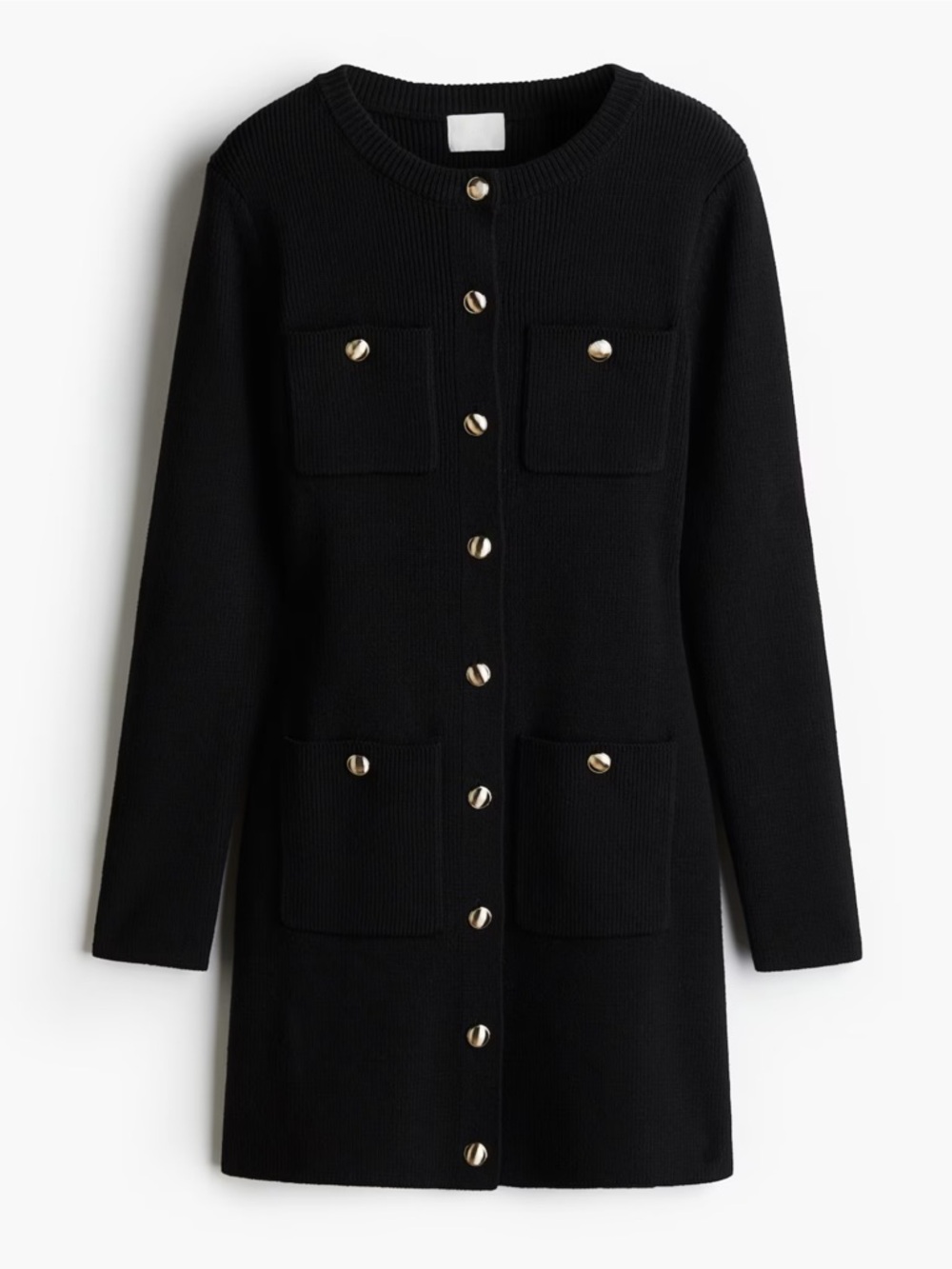 H&M Black Mini Dress with Gold Buttons